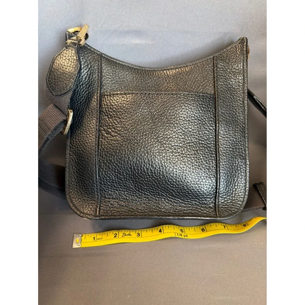 Michael Kors Black Pebbled Leather Crossbody Messenger Bag Gold Hardware